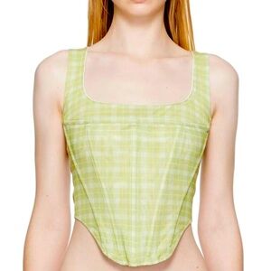 MIAOU green plaid corset, size large, worn once!